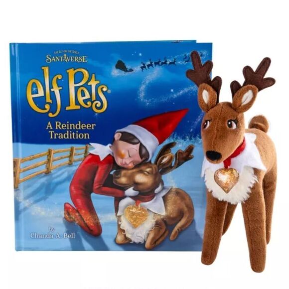 Elf Pets A Reindeer Tradition by Chanda Bell Includes Pet and Hardcover Book - Picture 1 of 10